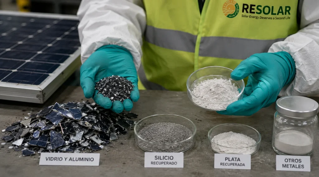 Recuperación de silicio y plata de módulos fotovoltaicos al final de su vida útil
